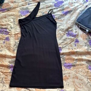 SHEIN Black Asymmetrical One-Shoulder Bodycon Dress